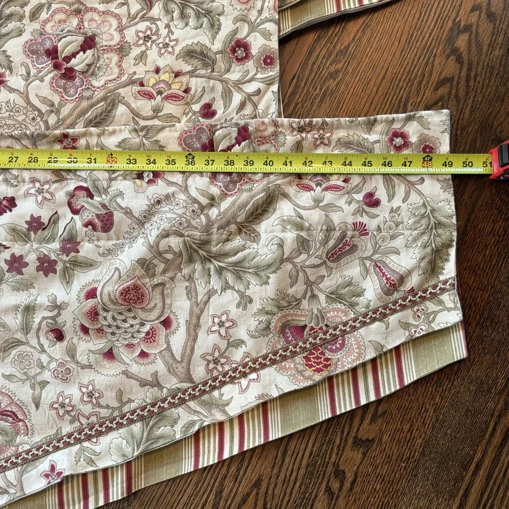 Set 4 Waverly Imperial Dress Antique Jacobean Floral Striped Valance 49